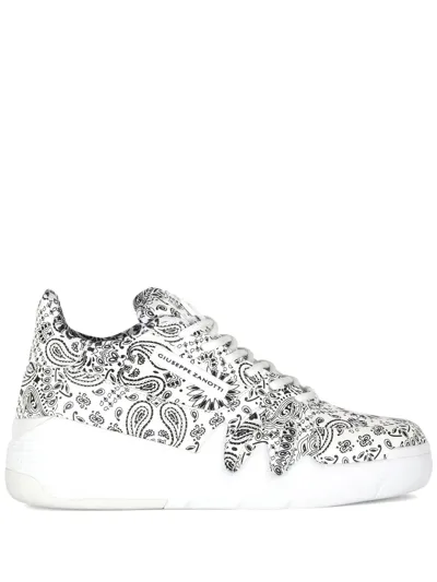 Giuseppe Zanotti Talon Paisley-print Sneakers In White