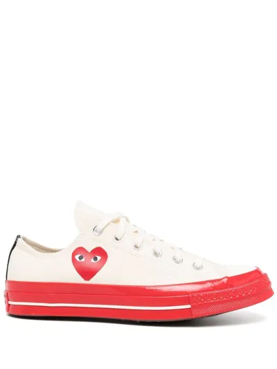 Comme Des Garçons Play Comme Des Gar Ons Play Mens Beige Cotton Sneakers In White