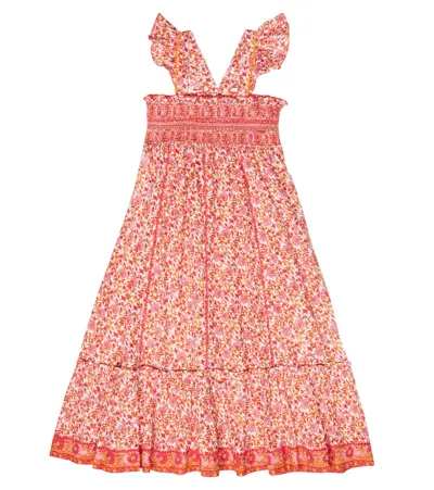 Poupette St Barth Kids' Cindy Floral Smocked Dress In Pink Mistral