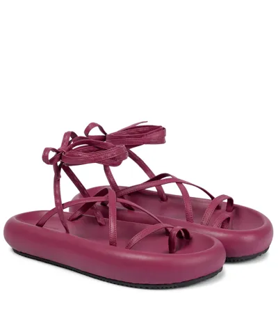 Isabel Marant 30mm Omea Leather Lace-up Sandals In Purple