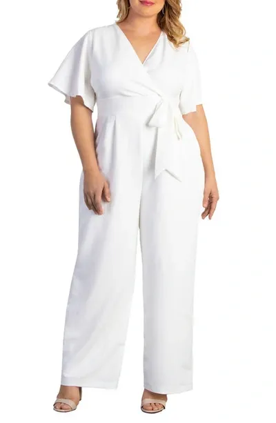 Kiyonna Karina Crepe Jumpsuit In Ivory