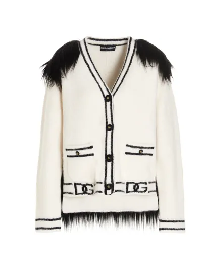 Dolce & Gabbana Faux-fur Panelled Cardigan In Variante Abbinata