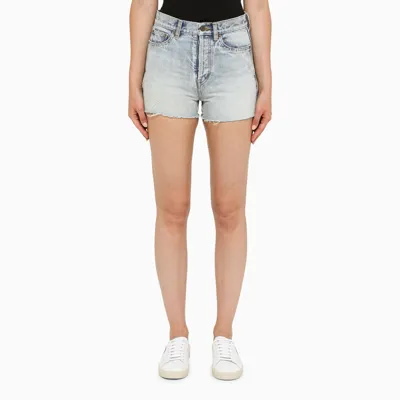 Saint Laurent Faded Light Blue Denim Shorts