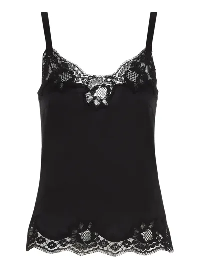 Dolce & Gabbana Lace Silk Top In Black