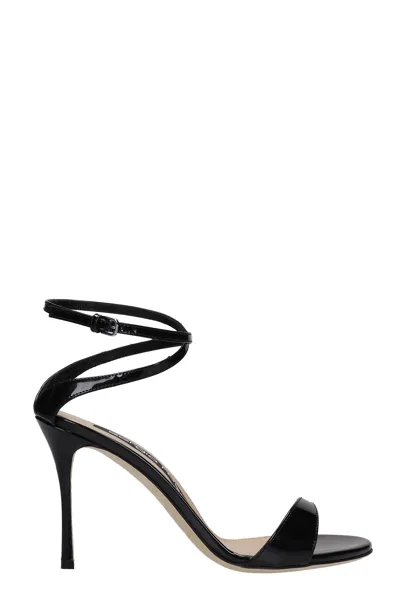 Sergio Rossi Sandals In Black Patent Leather In Nero