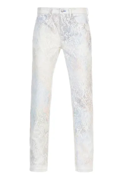 Koché Lace-print Skinny Jans In White