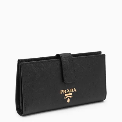 Prada Black/gold Snap Button Wallet