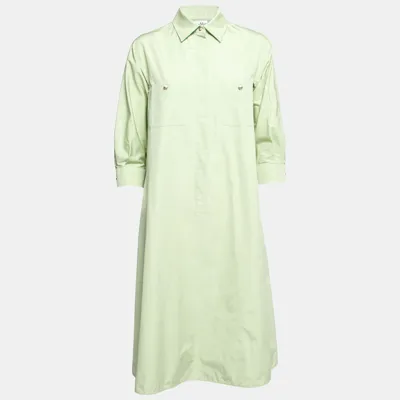 Pre-owned Max Mara Light Green Cotton Shirt Dress S