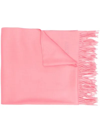 Alexander Mcqueen Tasselled Logo-embroidered Scarf In Rosa