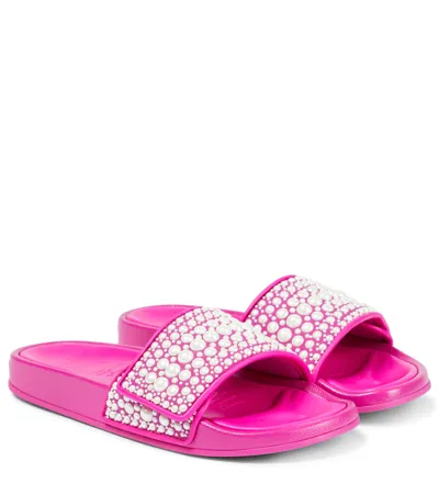 Jimmy Choo Fitz Embellished Slides In V Fuchsia