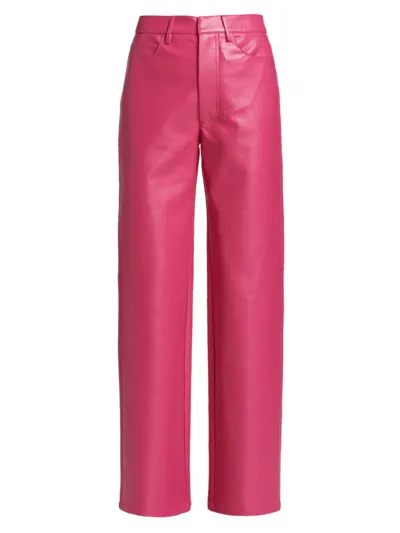 Remain Birger Christensen Lynn Straight-leg High-rise Leather Trousers In Magenta