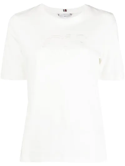 Tommy Hilfiger Embroidered-logo Detail T-shirt In White