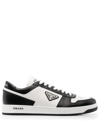 Prada Downtown Triangle-logo Sneakers In White Black