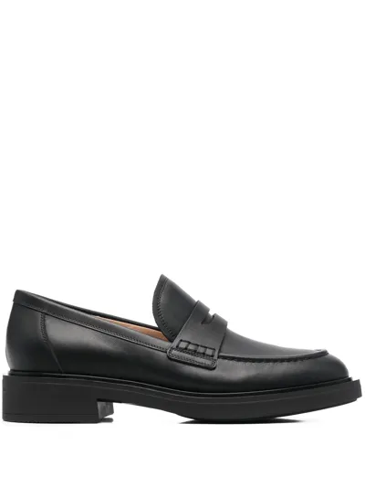 Gianvito Rossi Black Leather Harris Loafers