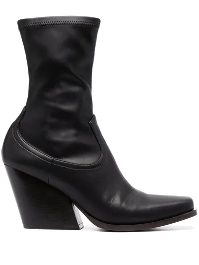 Stella Mccartney Black Cowboy 105 Faux Leather Ankle Boots