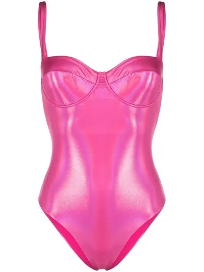 Matinee X Eraldo Brigitte Metallic One-piece Swimsuit In Pink