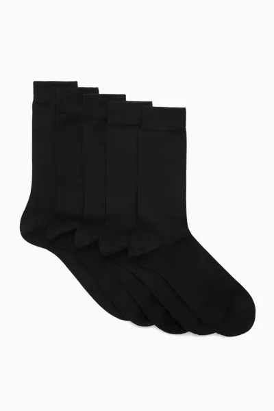 Cos 5-pack Mercerized Cotton Socks In Black