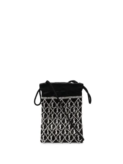 Saint Laurent Crystal-embellished Drawstring Mini Bag In Black