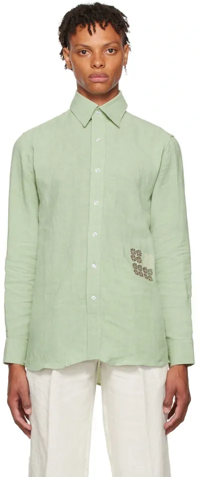 Lukhanyo Mdingi Green Linen Shirt In Sage