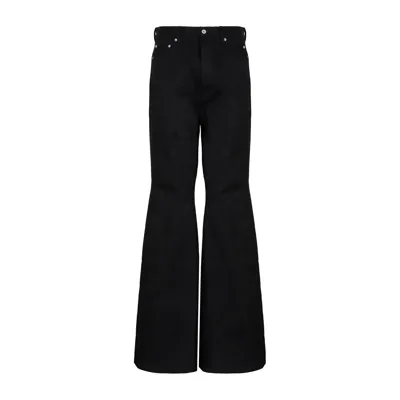 Rick Owens Flared Cotton Denim Jeans In Black