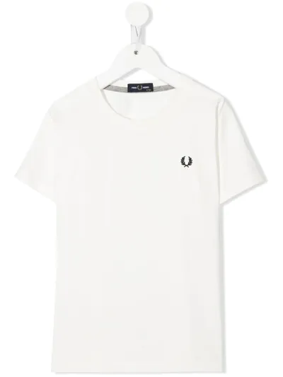 Fred Perry Kids' Embroidered Logo Short-sleeve T-shirt In White