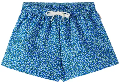 Tinycottons Kids Blue Meadow Swim Shorts In Jc5 Cadet Blue/ultra