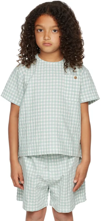 Daily Brat Kids Blue & White Hudson T-shirt In Soft Blue