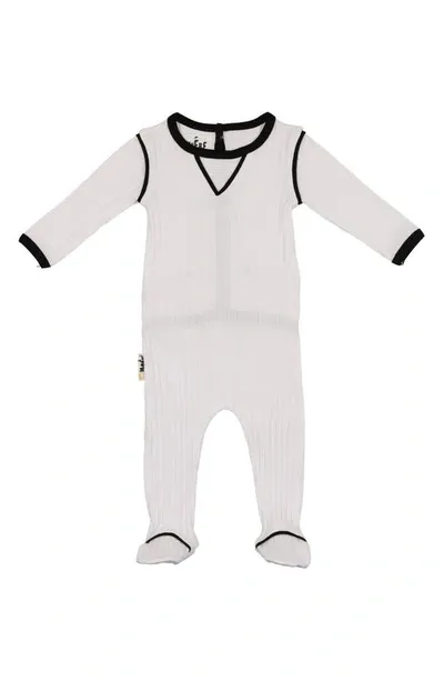 Maniere Babies' Rib Knit Cotton Blend Footie In White