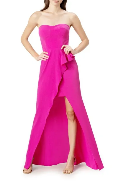 Dress The Population Kai Sweetheart Drape-front Gown In Fuchsia