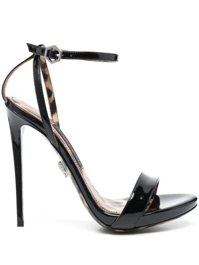 Philipp Plein Patent Leather 130mm Sandals In Black