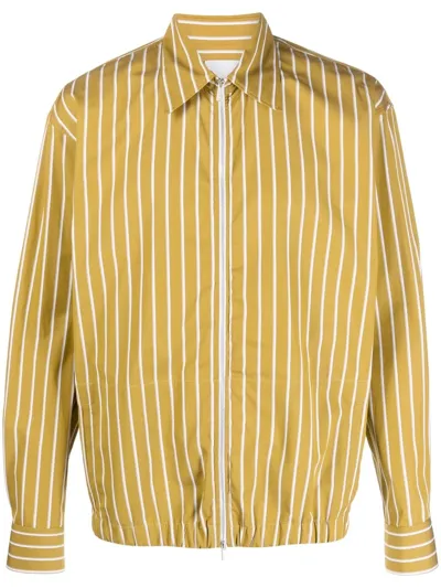 Pt Torino Mustard Striped Zipped Shirt In Yellow