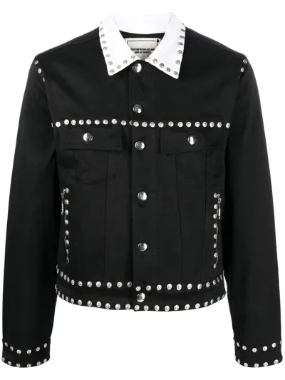 Youths In Balaclava Stud-embellished Denim Jacket In Black