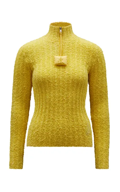 Moncler Genius 1 Moncler Jw Anderson Half-zip Ribbed-knit Sweater In Yellow