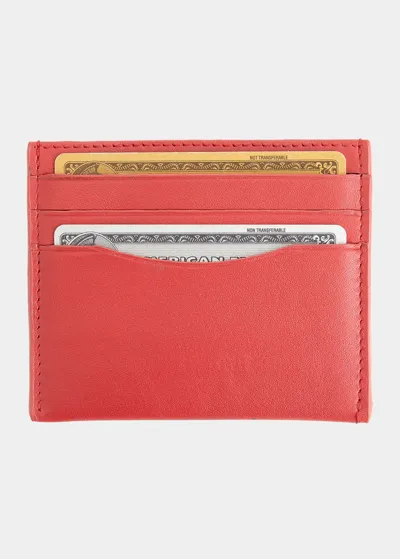 Royce New York Personalized Leather Rfid-blocking Minimalist Card Case In Red