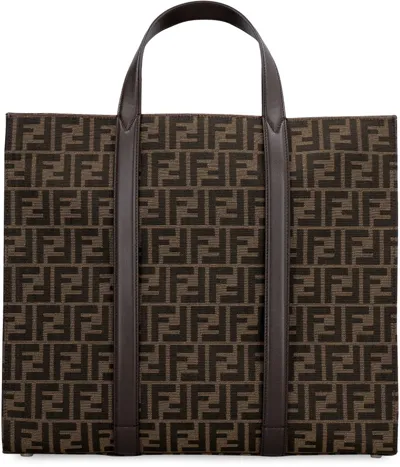 Fendi Ff Jacquard Tote Bag In Black