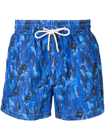 Arrels Barcelona Abstract-print Drawstring-waist Swim Shorts In Blue Multi