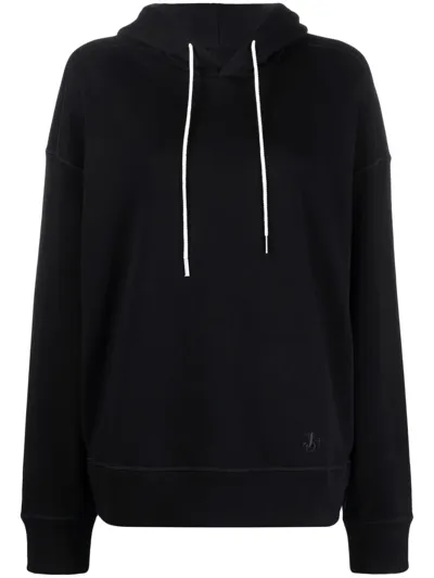 Jil Sander Logo-embroidered Drawstring Hoodie In Blau