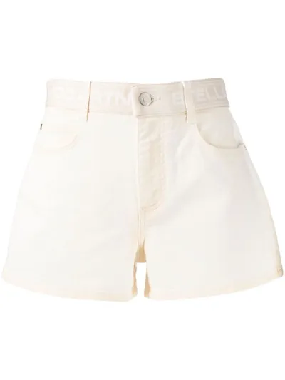 Stella Mccartney Logo-waistband Mini Shorts In Neutrals