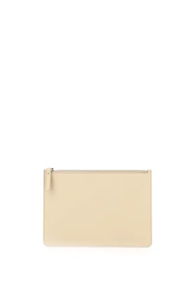 Maison Margiela Grained Leather Small Pouch In Cream