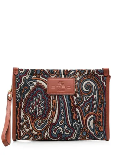 Etro Paisley-print Clutch Bag In Multicolor