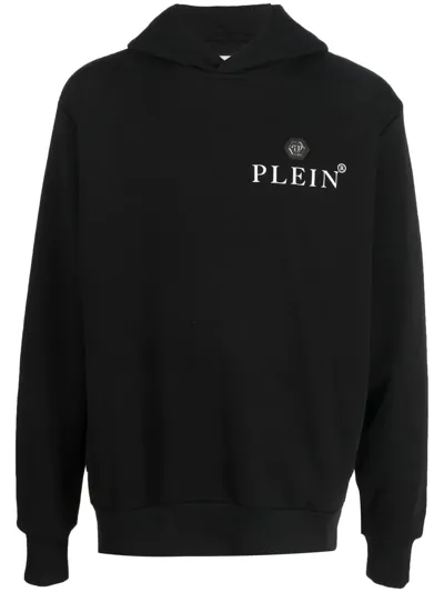 Philipp Plein Logo-print Long-sleeve Hoodie In Black