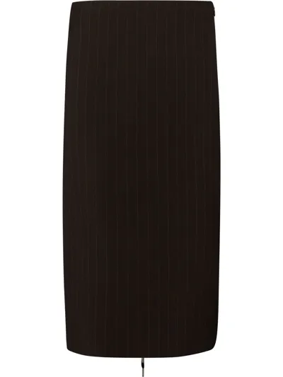 Jean Paul Gaultier X Lotta Volkova Brown Pinstripe Wool Midi Skirt