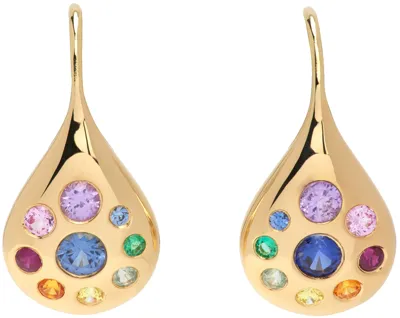 Brent Neale Petal Small 18-karat Gold, Sapphire And Emerald Earrings In Mutli