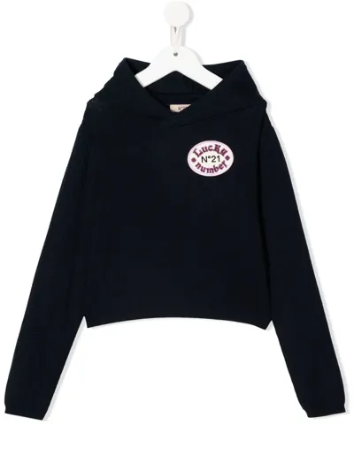 N°21 Kids' Chest Logo-patch Detail Hoodie In Blue