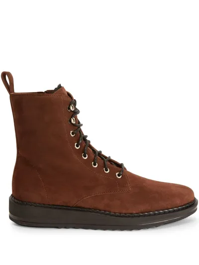 Giuseppe Zanotti Bassline Suede Cargo Boots In Brown