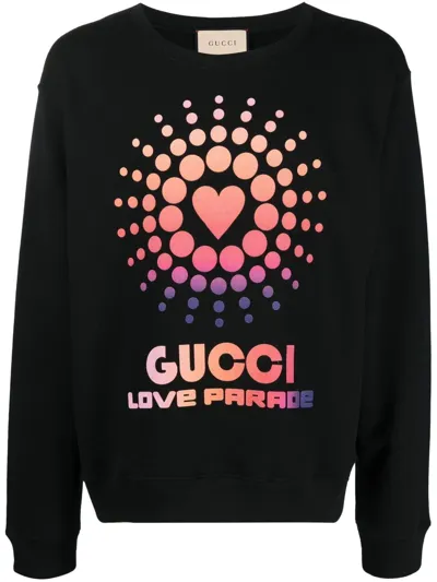 Gucci Logo-print Cotton Sweatshirt In Black