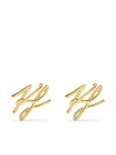 Karl Lagerfeld K/autograph Stud Earrings In Gold