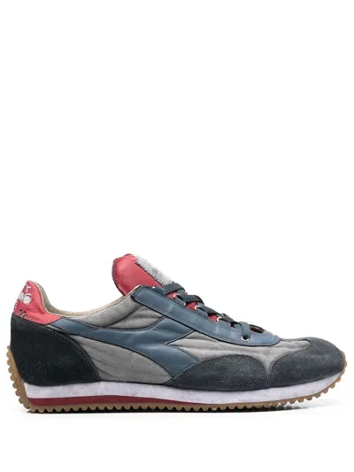 Diadora Equipe Distressed Low-top Sneakers In Grey