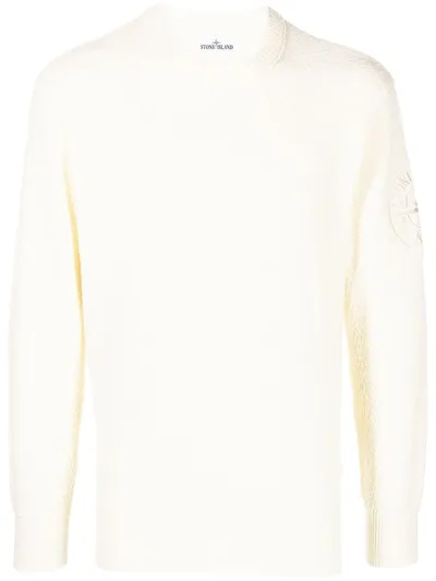 Stone Island Textured Embroidered-logo Jumper In Nude