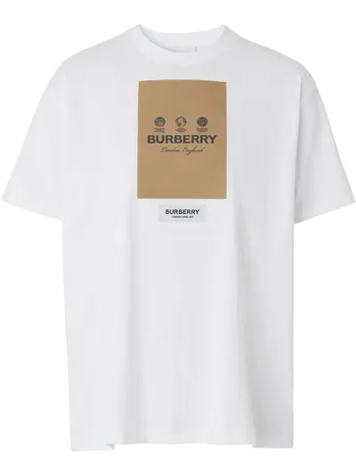 Burberry Oversize White T-shirt With Patch Label